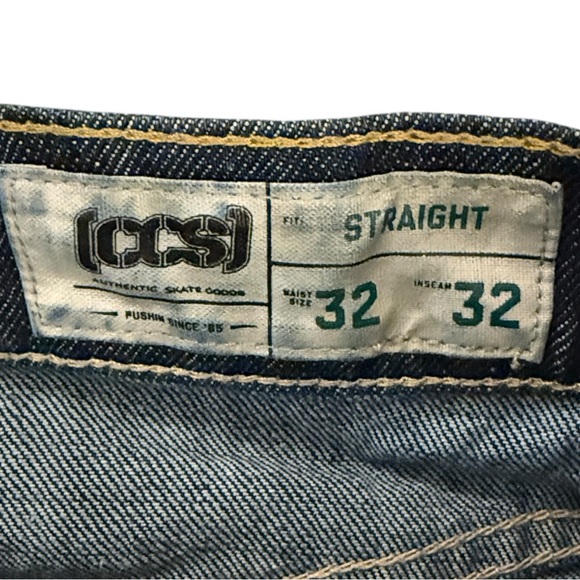 VTG Y2K CCS Banks Straight Jeans Dark Blue Cotton Skater Street Grunge 32x30.5 - Picture 6 of 16